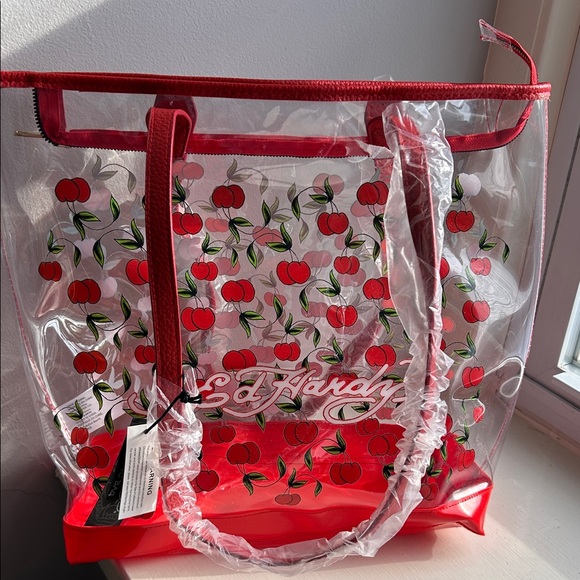 Ed Hardy Cherry Red Transparent Tote - Picture 3 of 4